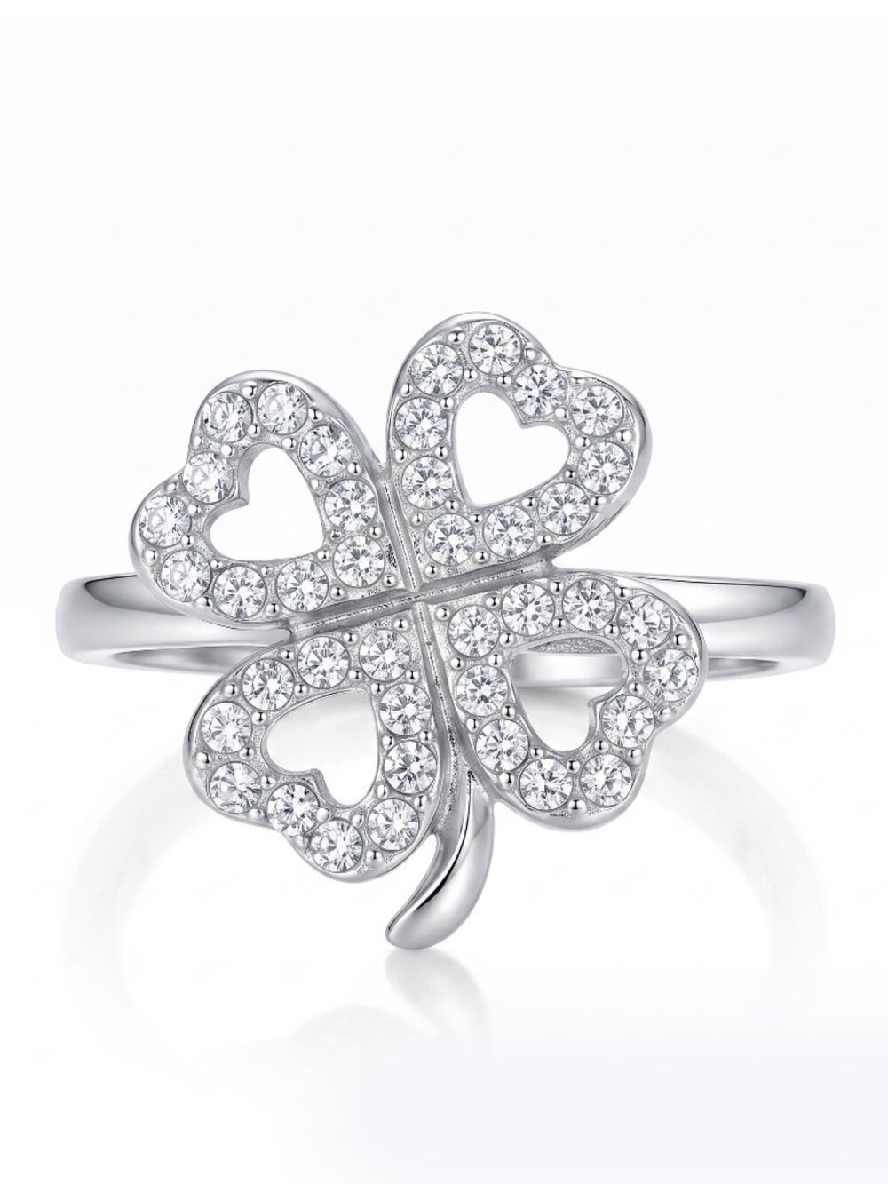 Shamrock Four Leaf Clover Ring - 925 Sterling Silver Saint Patricks
